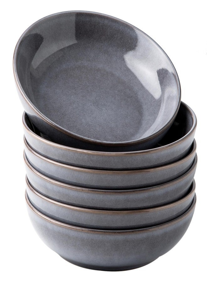 AmorArc 8.5'' Large Pasta Bowls, 36oz Stoneware Pasta Serving Bowls Set of 6 for Kitchen, Wide Bowls for Pasta,Salad,Fruit,Oatmeal, Microwave Safe, Reactive Glaze-Gray - Image 1